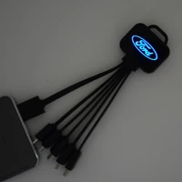 

3 in 1 Logo Engrave USB Data Cable For Keychain Luminous LED Light Micro USB Charging Cable Type C Mini USB Phone Cable