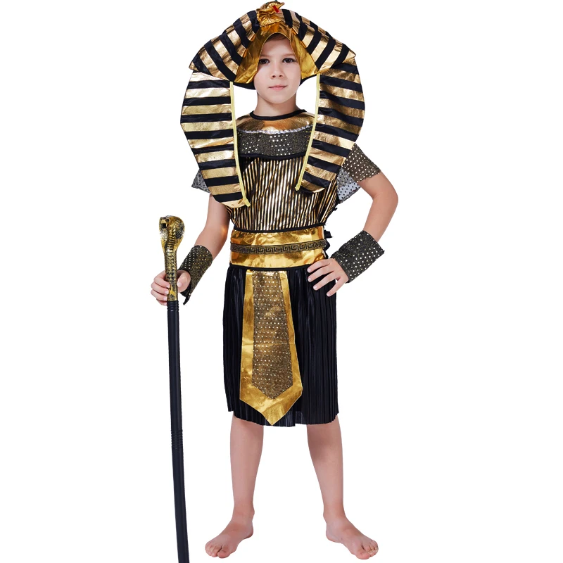 

Kids Egyptian priest cosplay costumes halloween costume Boys Honor Egypt King Outfits Masquerade Party Noble Prince DN2300-4, As picture