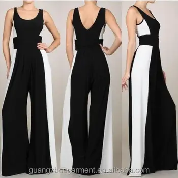 womens black and white jumpsuit