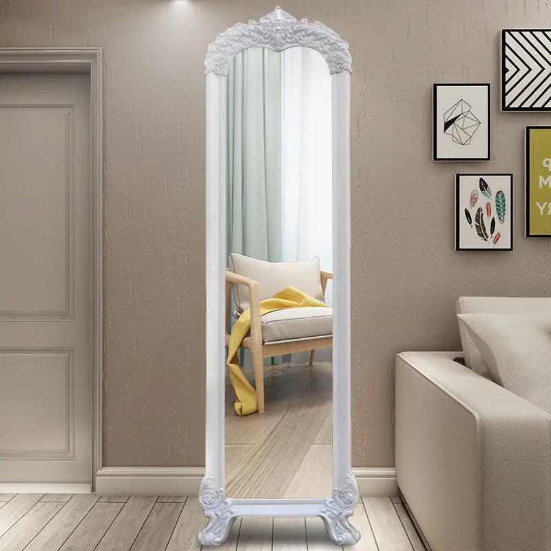 

2021 new style white vintage 3D decorative floor stand full length dressing mirror, Black,white,champagne