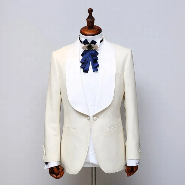 

Bespoke bow tie shawl lapel wool thin white men evening weeding suit for men made to measure tailored