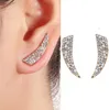 Simple Fashion Personalized Knife Shape Pave Setting Diamond Crystal Stud Earrings