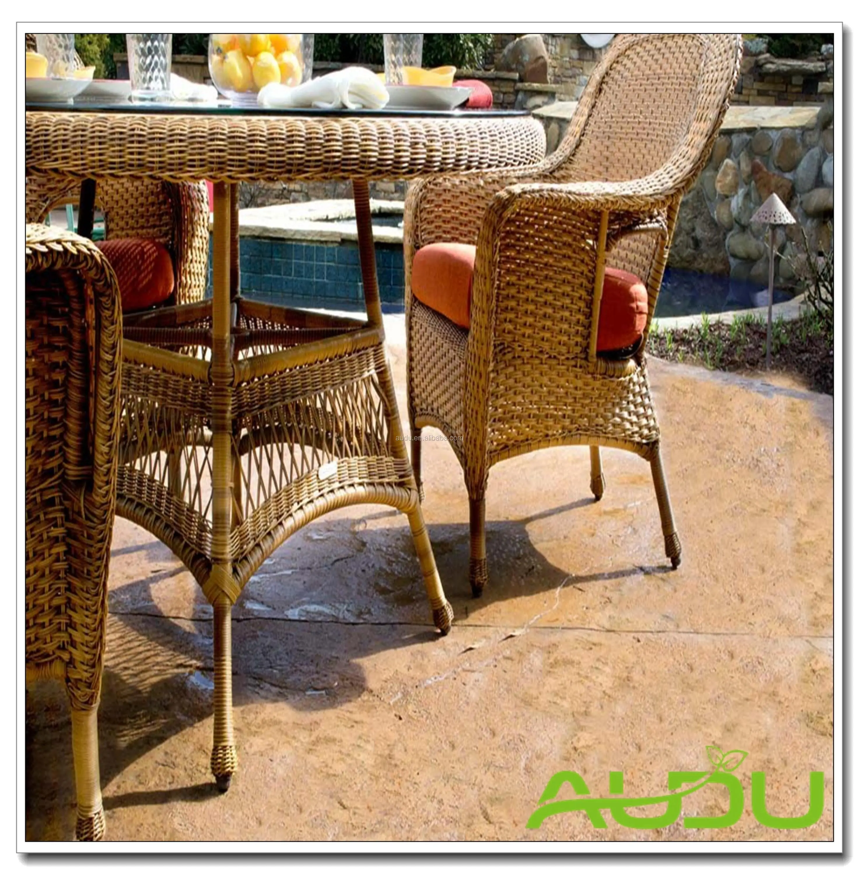 Audu Hot Sale Outdoor Pe Rattan Chair Garden Wicker Dining Furniture