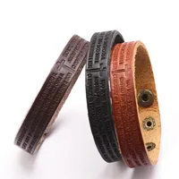 

Dropshipping Jewelry Leather Christ Cross Wristband Bracelet Customized Logo Bracelets for Women Men Christian Bracelet female