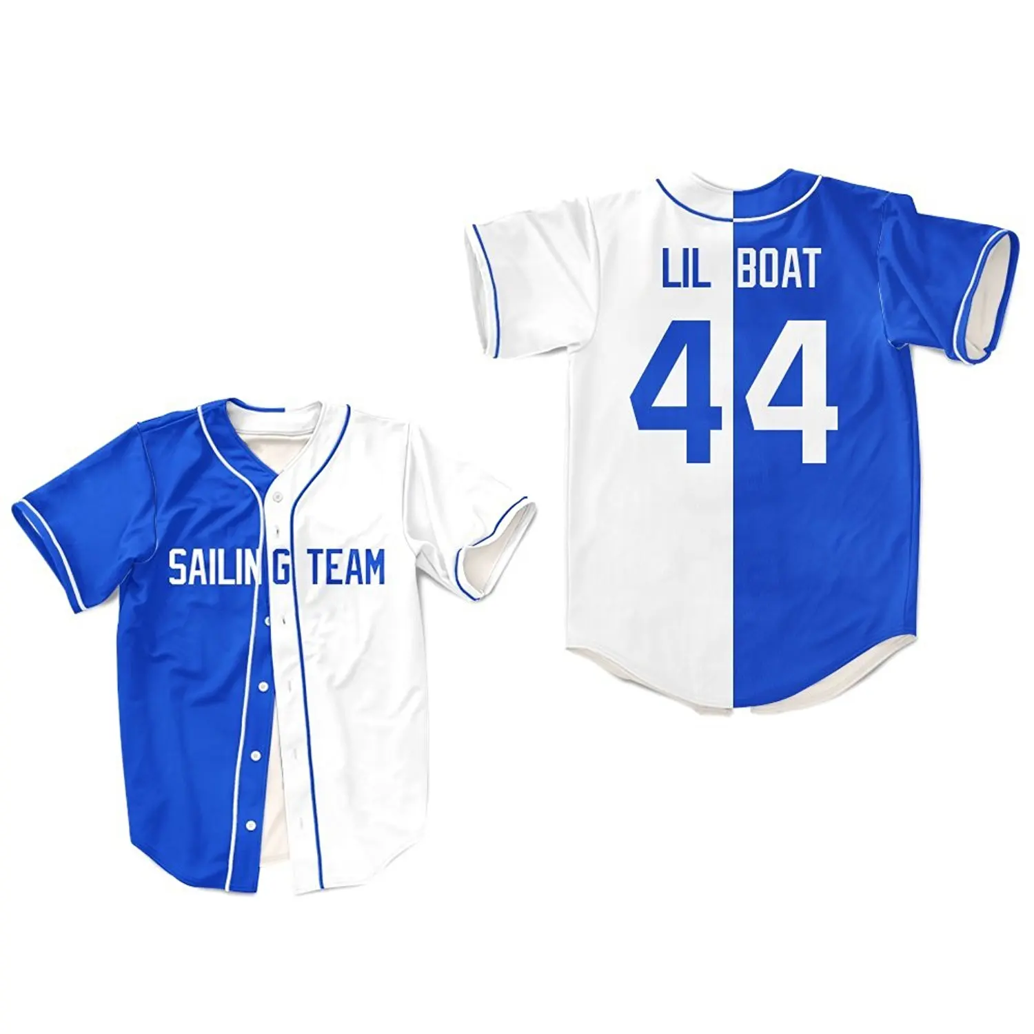 white and royal blue jersey