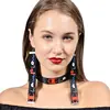 Paris Fashion Week Style Statement Personality Super Long Printing Earrings