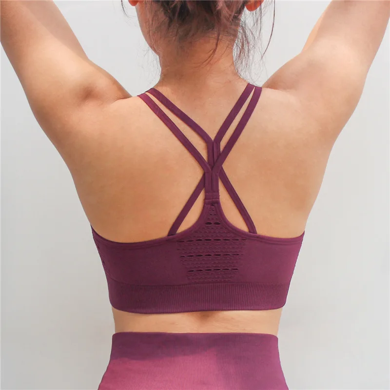 

Ladies Blank Wholesale Custom Fitness Seamless Womens Yoga Sports Bra, 4 colors