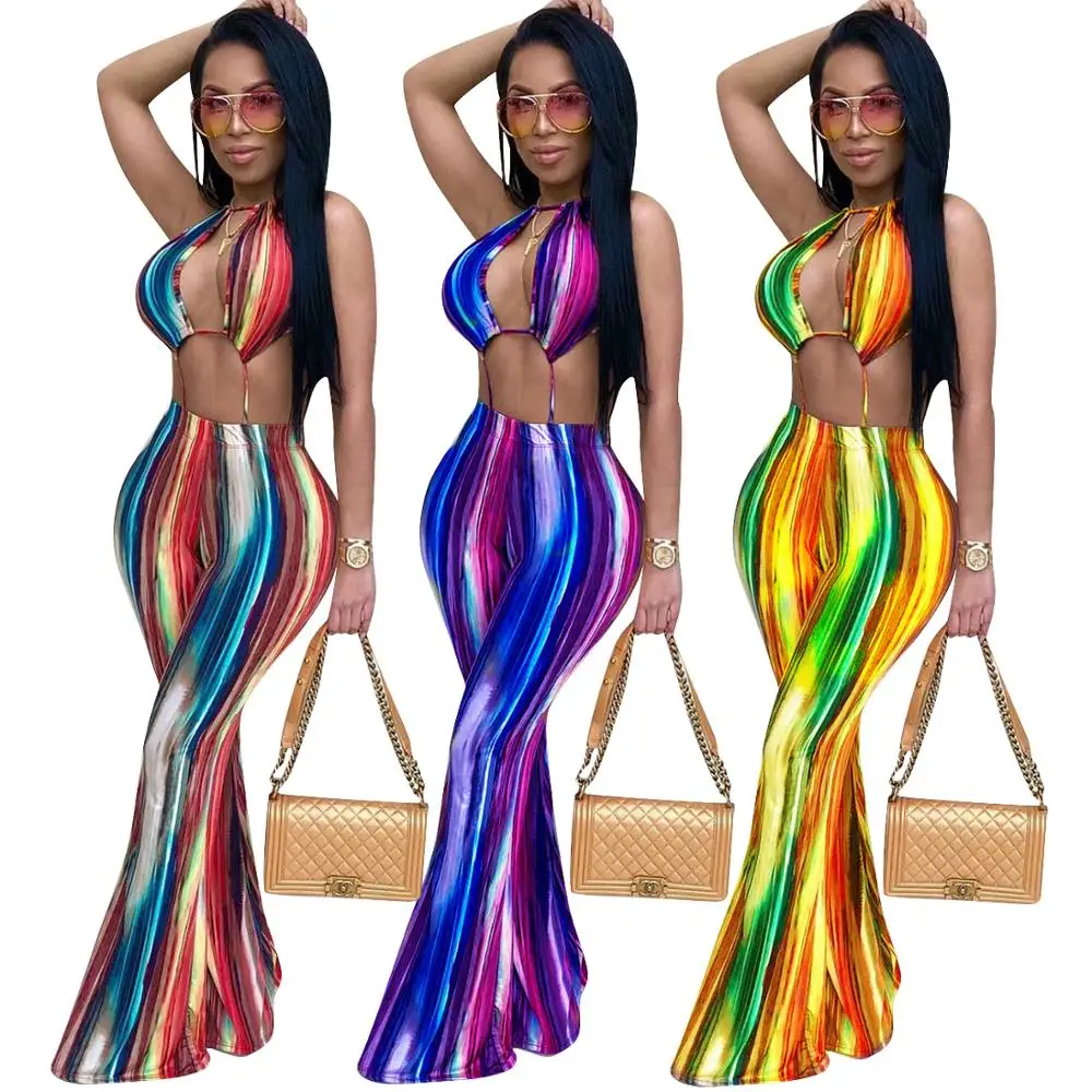M2018 women fashion sexy printed bra and pants 2 piece set women clothing