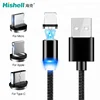 360 Degree Nylon Braided Magnetic Charging Cable Magnet Connector Plug Micro USB For Lightning Type C Non-Data Transfer Cable