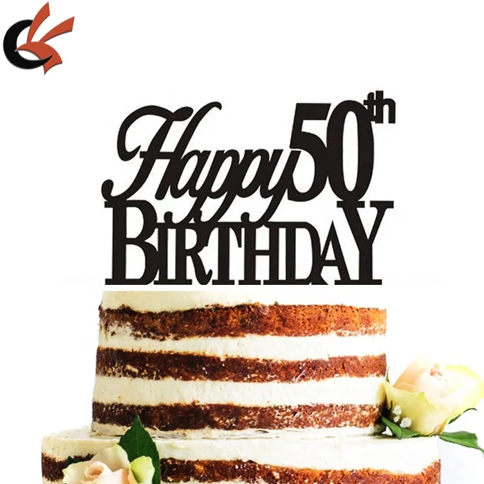 hot sale black acrylic happy 50th birthday cake topper.jpg