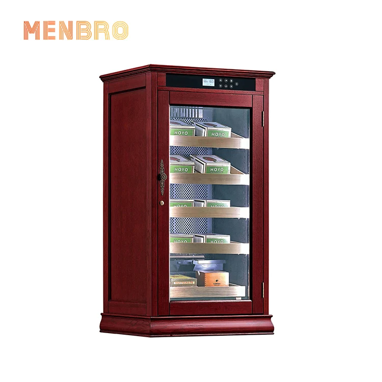 

Modern home corner single zone wood Shelve thermostatic humidor cabinet cigar cooler for living room