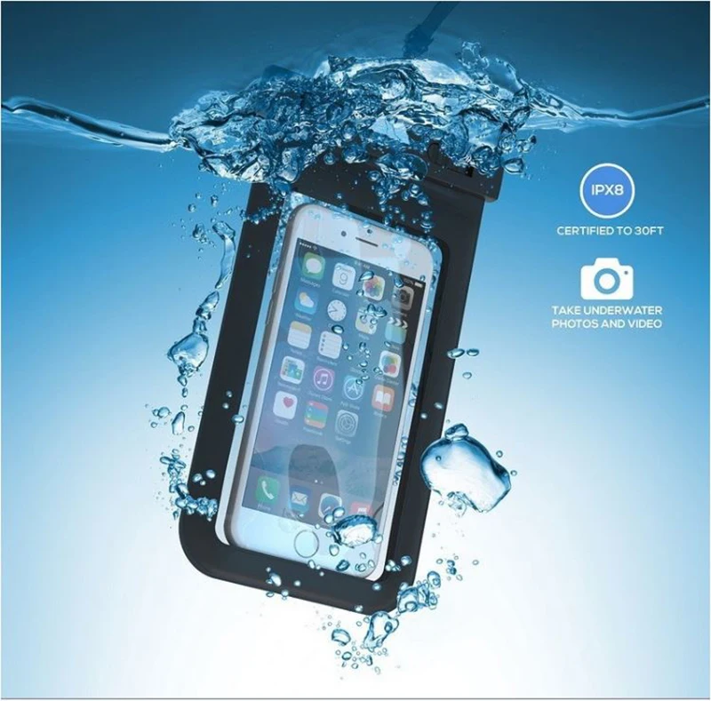 New on stock ABS PVC waterproof LED lamp waterproof phone bag with light for phones