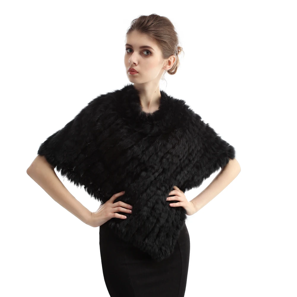 Modish Trendy Class A Quality 100% Real Rabbit Fur Shawl Women Triangle ...