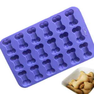 Image of BPA Free 18 Cavities Silicone Cake Chocolate Candy Cookie Mold Bones Silicone Dog Treat Baking Pan