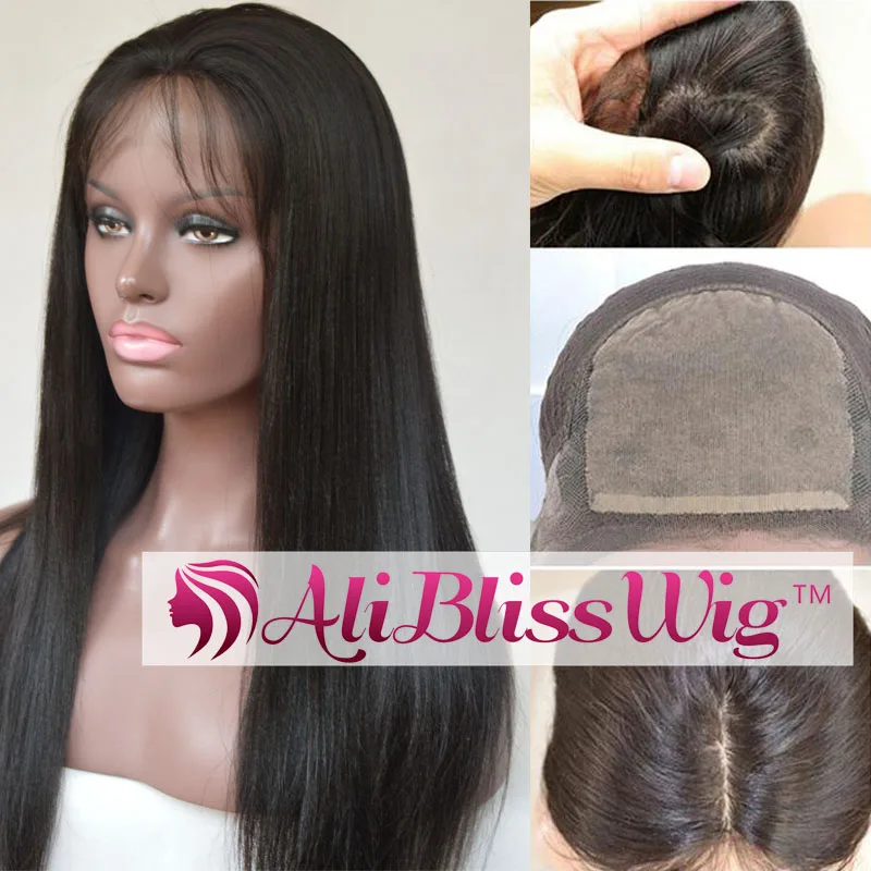 

Realistic Looking Natural Hairline Yaki Straight Elastic Band Brazilian Hair Glueless Silk Top Lace Front Wig with Baby Hair