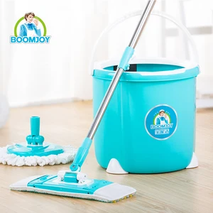 BOOMJOY Easy mopping 360 rotation microfiber cleaning mop set with spin bucket