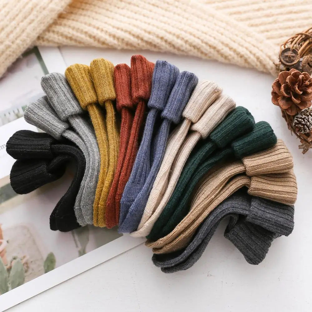 

Hot selling winter cotton solid color loose kids socks, Multi color
