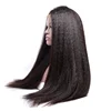 Average size kinky straight hair wig 130 150 180 density yaki peruvian human hair lace frontal wig
