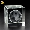 Engraved Globe Ball 3D Crystal Cube 3D Laser Etched Paperweight