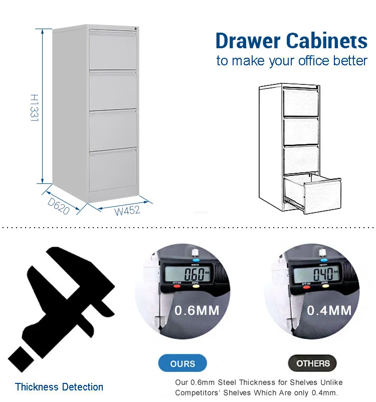 tool storage metal 4 drawer cabinet