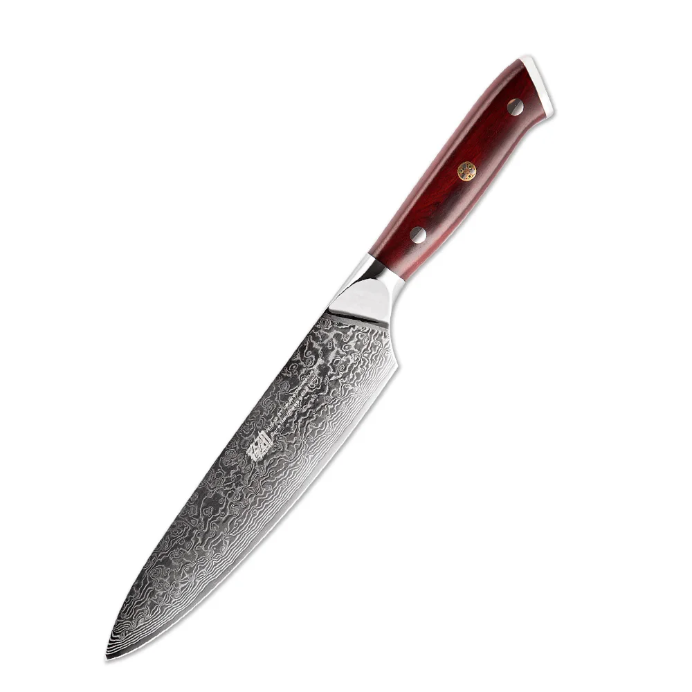 

FINDKING Japanese AUS-10 Damascus Steel 8 inch chef knife Rosewood Handle Mosaic pin 67 layers