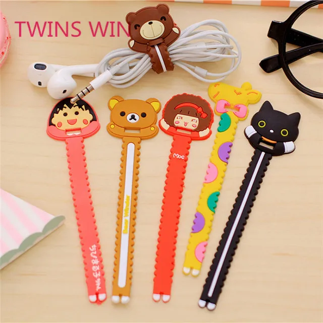 

Moldova new arrival mobile phone accessories wholesale 2019 popular cartoon animal design silicone wire rope winder 078, Multiple colors