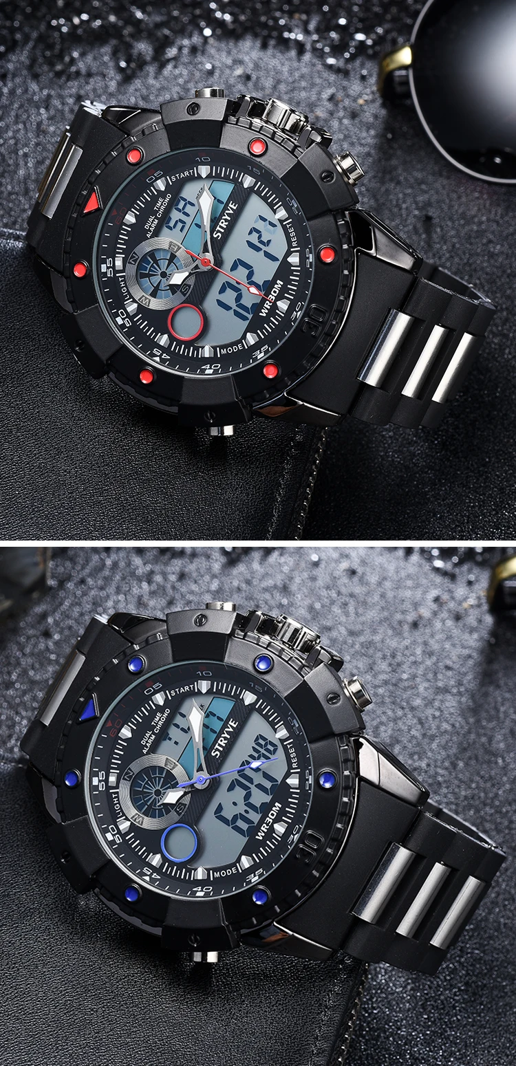 2019 Stryve Watches Men's Casual Watch Multifunction Led Watches Dual ...