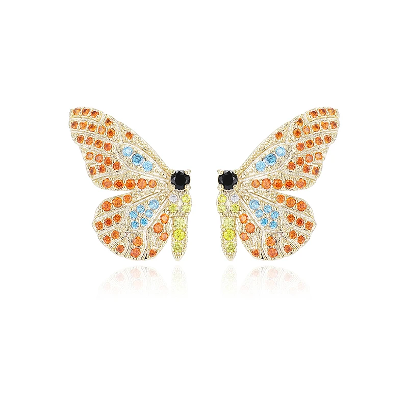 

Fashion Cubic Zirconia Butterfly Animal Shape Stud Earring, Colorful