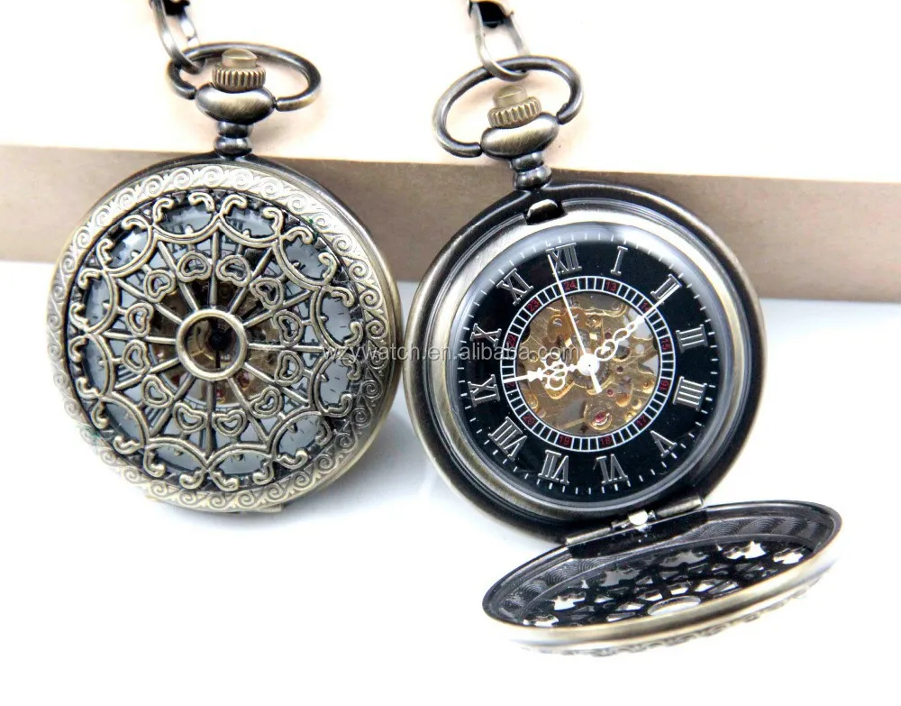 

cobweb mechanical pocket watch snow white face and black Factory direct sale!