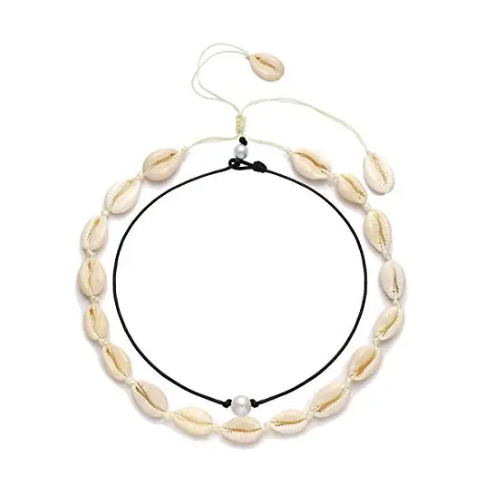 

Shangjie cowrie shell Choker Necklace for Women Hawaiian Seashell Pearls Choker Necklace Statement Adjustable Cord Necklace Set, Shell necklaces for women