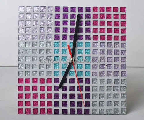 DIY square colorful crystal glass mosaic clock kit