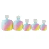 Rainbow color matte Short artificial Toenails glamour tips glitter toe nail