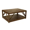 Modern Architecturally Rectangular Shape Maple Solid Wood with Cross Braces Storage Coffee Table