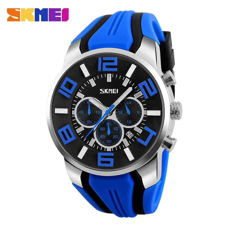 

Hot Military Large 3D Dial Multifunction Chronograph Date Silicone Waterproof Brand Luxury Skmei 9128 Sports Men Wrist Watches