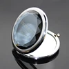 High Class Promotional Gray Crystal Compact Mirror Round Metal Mirror Foldable Pocket Makeup Mirror