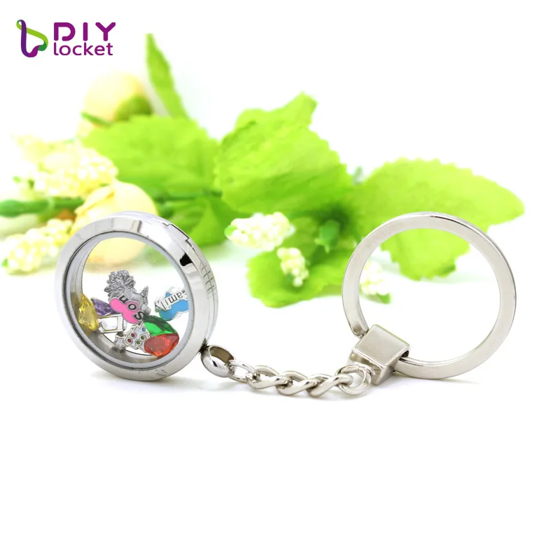 
Wholesale Round Stainless Steel Locket Keychain for Floating Charm 