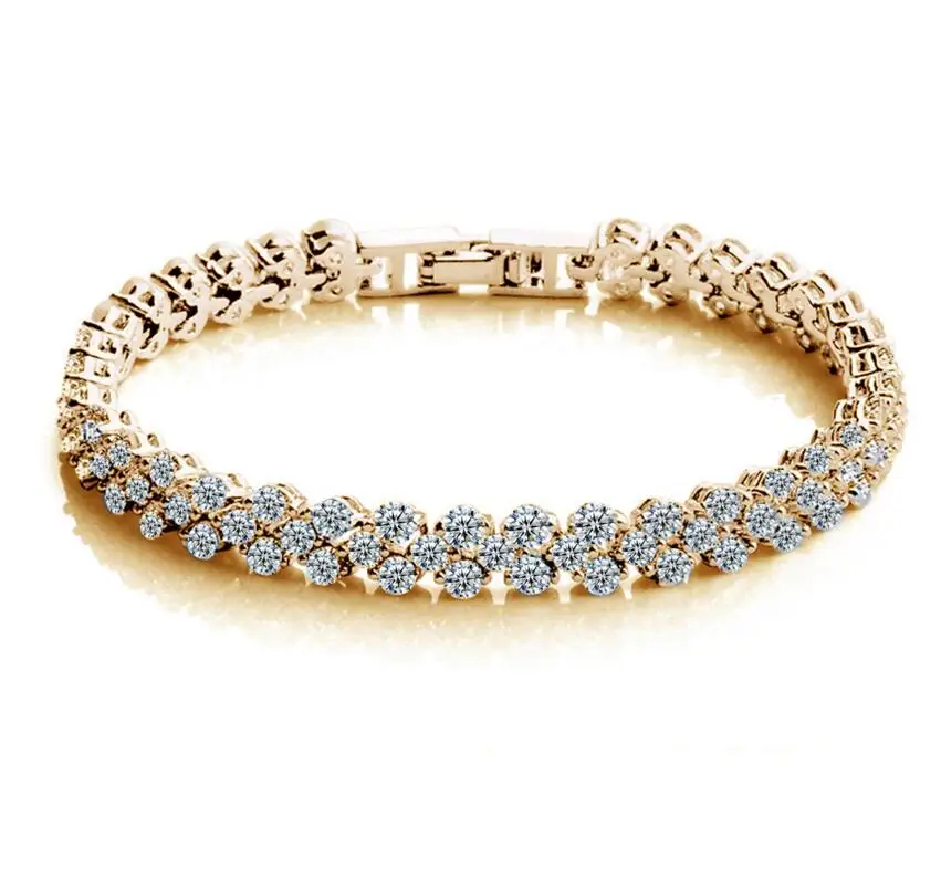 

Rome Bracelet Cubic Zirconia Bracelet Luxury Roman Jewelry Trendy Platinum/18K Real Gold Plated 17.5cm Chain Bracelets Wholesale, N/a