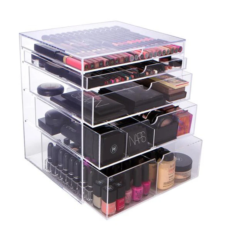 Clear Acrylic Beauty Vanity Drawer Organizer With Dividers,Makeup