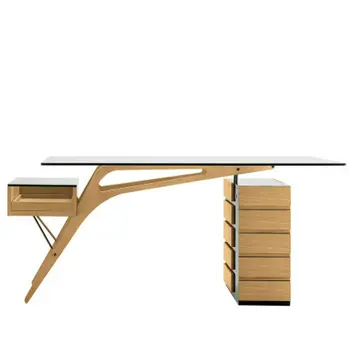 Modern Replica Glass Table Carlo Mollino Cavour Wooden Frame