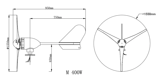400w 12v 24v windpower generator