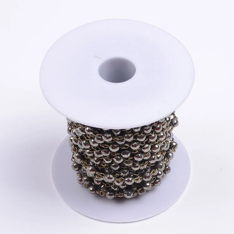 Antique Bronze Wire Wrapped Chain Rolls Natural Hematite Bead Rosary