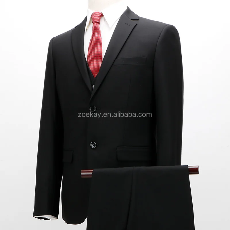 

Ready made slim fit custom tailor mens suits 3 piece, Black