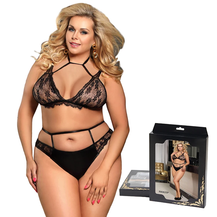 

Black lace women sexy transparent bra panty set