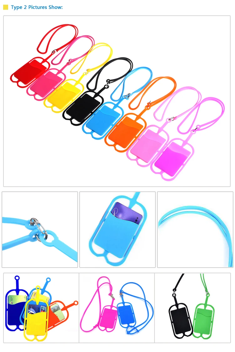 High Quality Custom Logo Cell Phone Holder Neck Strap Silicone