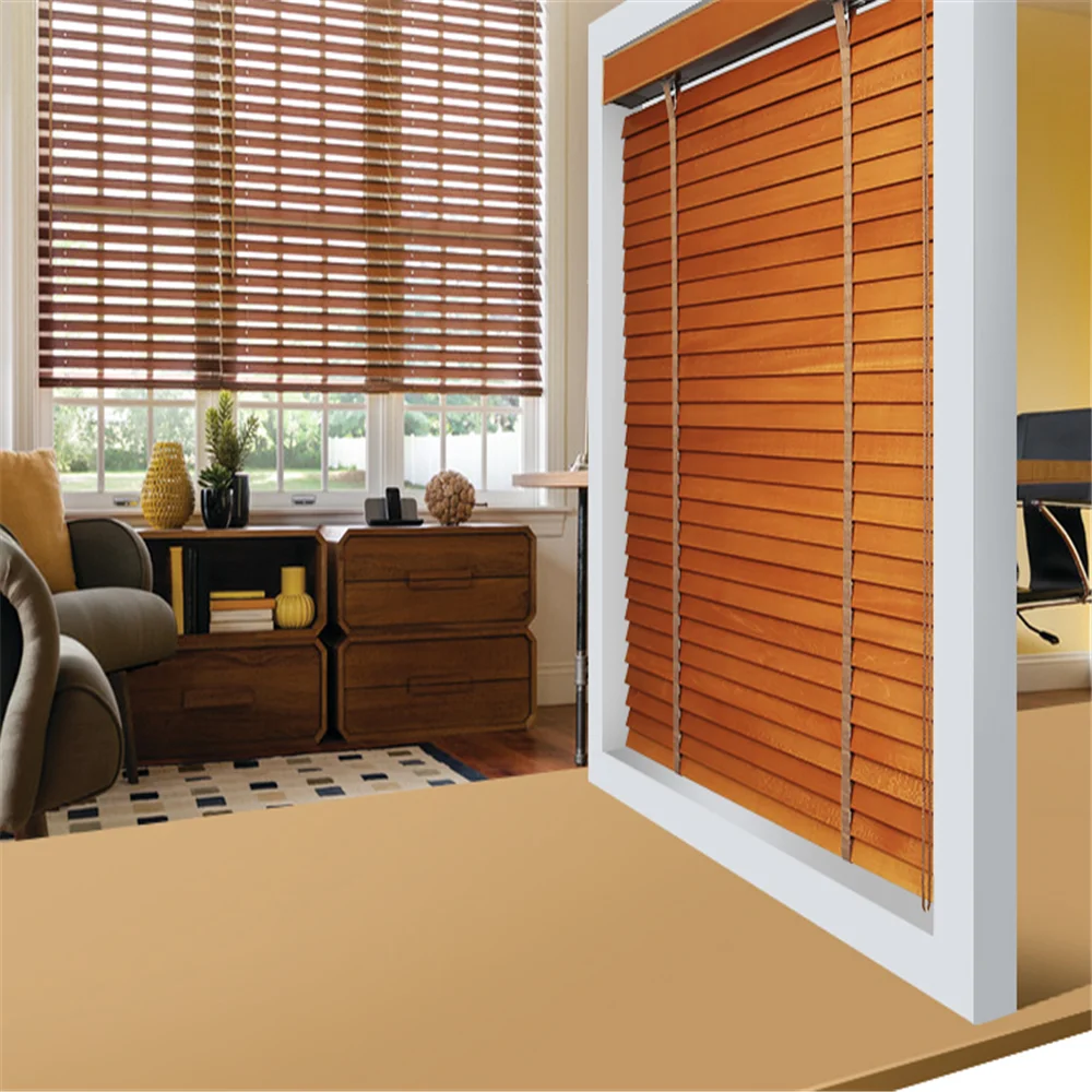 Classical Feeling Red Color Basswood Electrical Wooden Blind