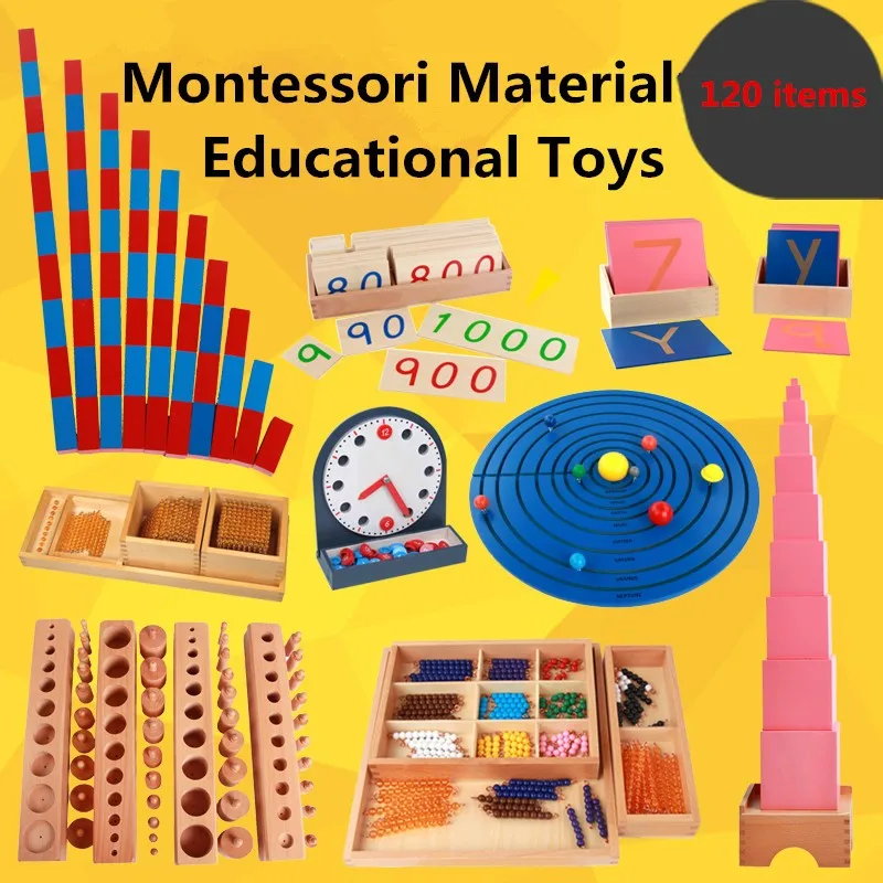 High quality 120pieces Preschool child educational toy international wooden montessori material