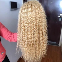 

Transparent 613 Honey Blonde Malaysian Curly Lace Front Wig Deep Wave Pre Plucked Human Hair Full Long Lace Frontal Wigs