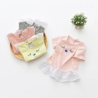 

New Summer beautiful girl stripe short sleeve T-shirt, Children leisure cute T-shirt patchwork skirt