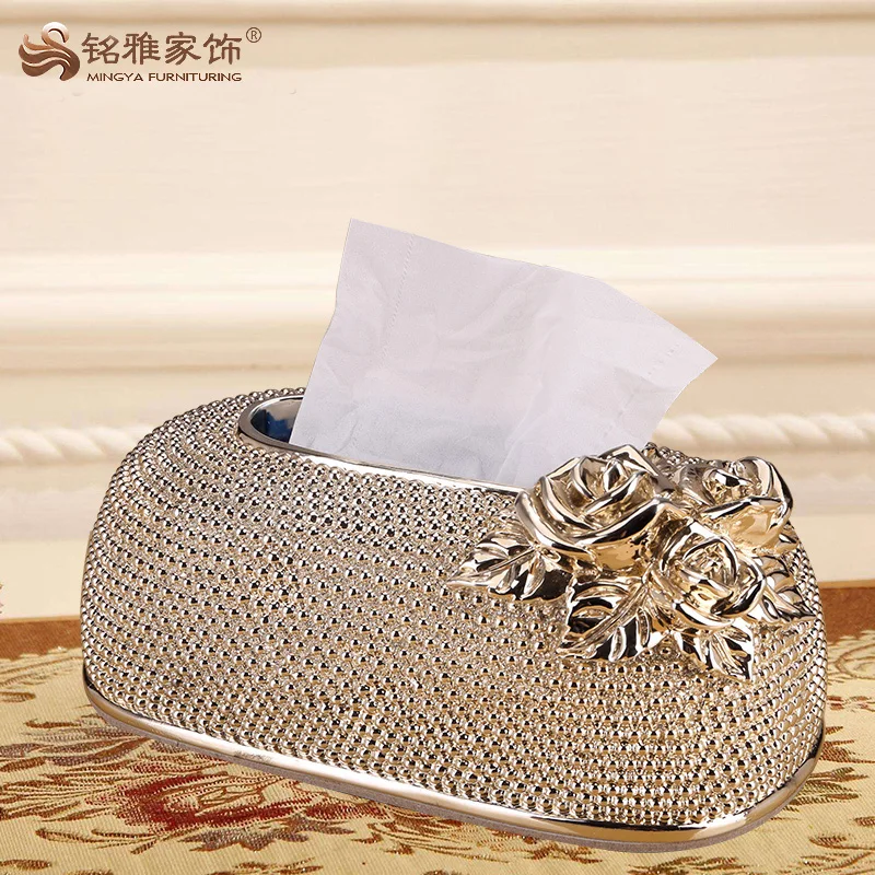 Custom luxury home decoration round resin fancy tissue paper box