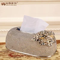 

Custom luxury home decoration round resin fancy tissue paper box